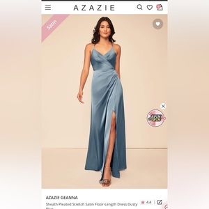 AZAZIE GEANNA STRETCH SATIN DRESS DUSTY BLUE